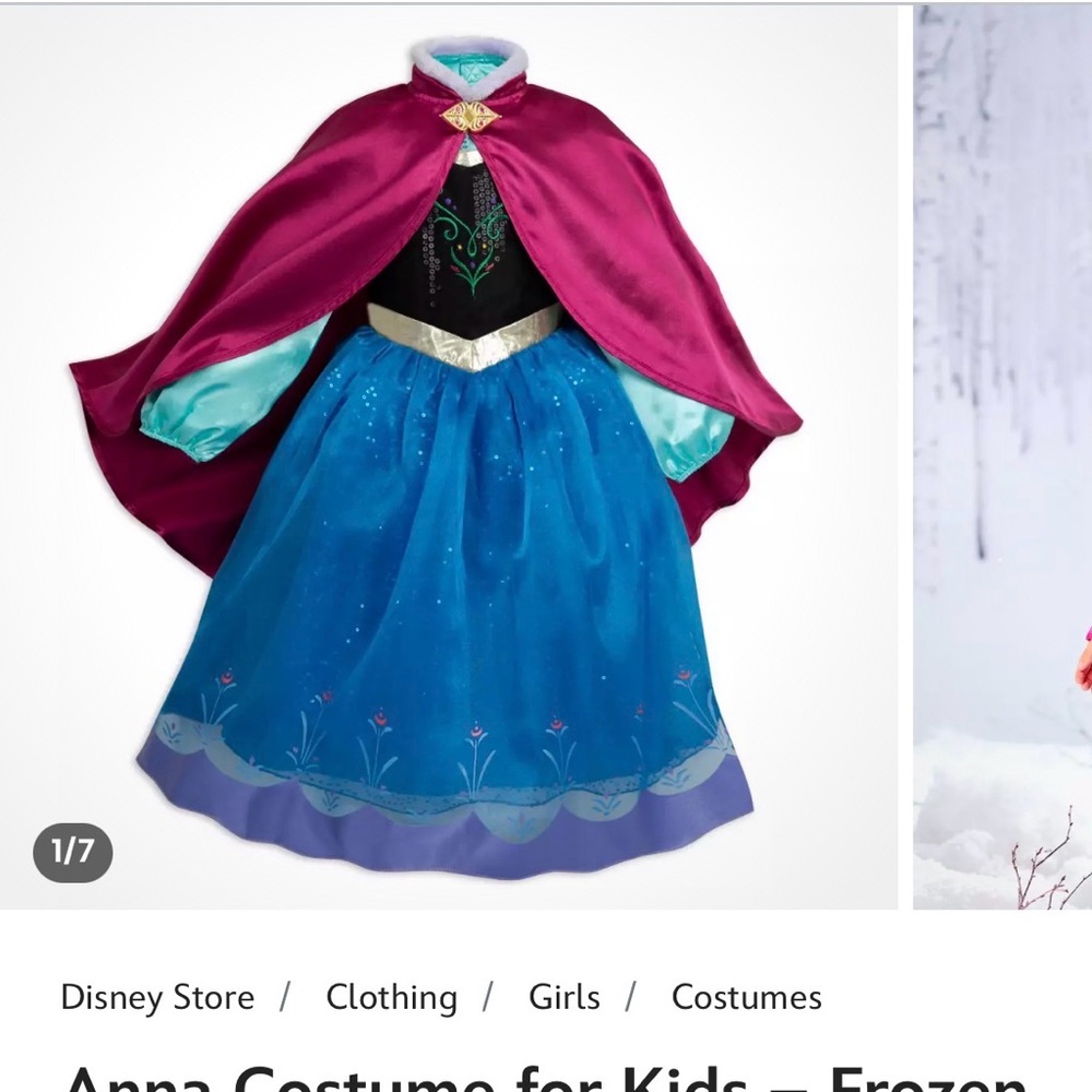 Disney Frozen Anna Costume with Purple Cape